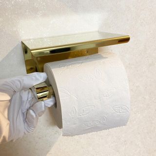 【新品未使用】ゴールドのトイレットペーパーホルダー(トイレ収納)