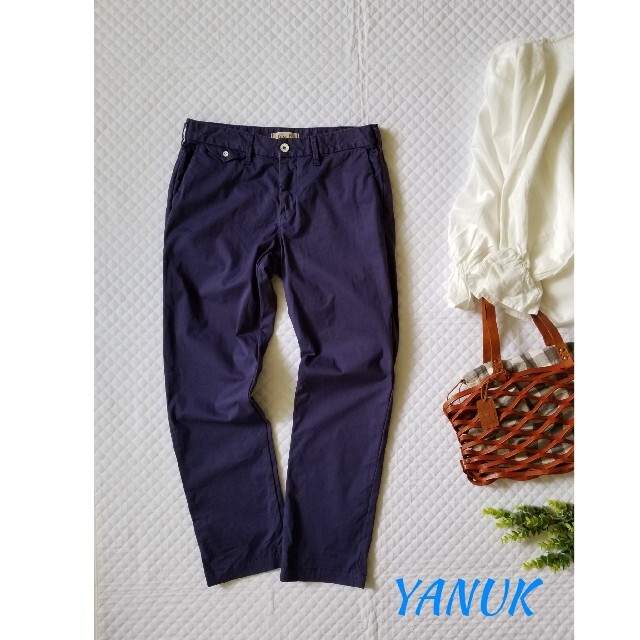 YANUK(ヤヌーク)のヤヌーク  カラー チノトラウザーパンツ  ネイビー レディースのパンツ(チノパン)の商品写真