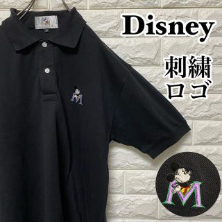 ディズニー(Disney)の【Disney】ポロシャツ ワンポイント刺繍ロゴ ブラック ディズニー ゴルフ(ポロシャツ)