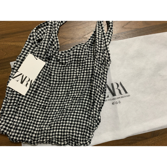 ZARA(ザラ)の《新品》ZARA ギンガムチェックバッグ　エコバッグ レディースのバッグ(エコバッグ)の商品写真