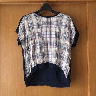 半袖　Tシャツ　チェック　紺　ホワイト　白(シャツ/ブラウス(半袖/袖なし))