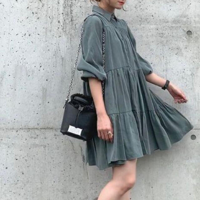 ZARA カーキーティアードワンピース