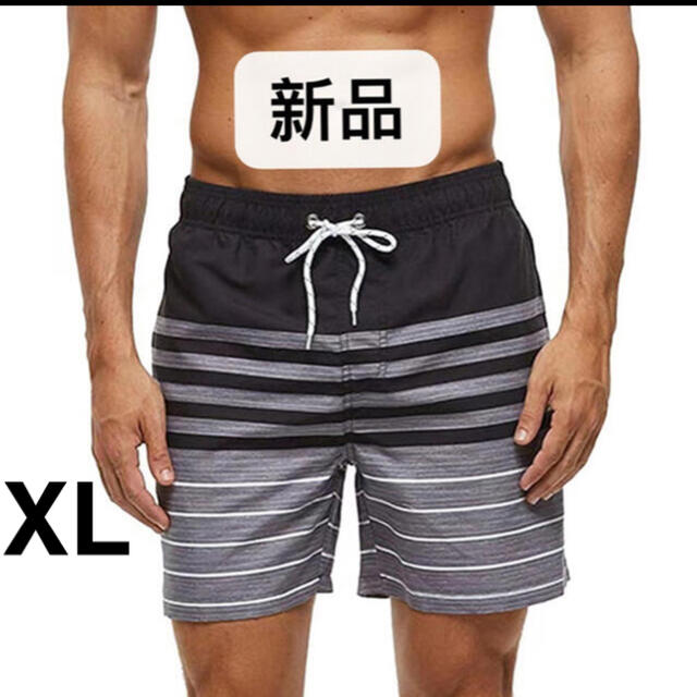 【新品】メンズ 水着 サーフパンツ　運動着　海パン　ボーダーXLサイズ メンズの水着/浴衣(水着)の商品写真