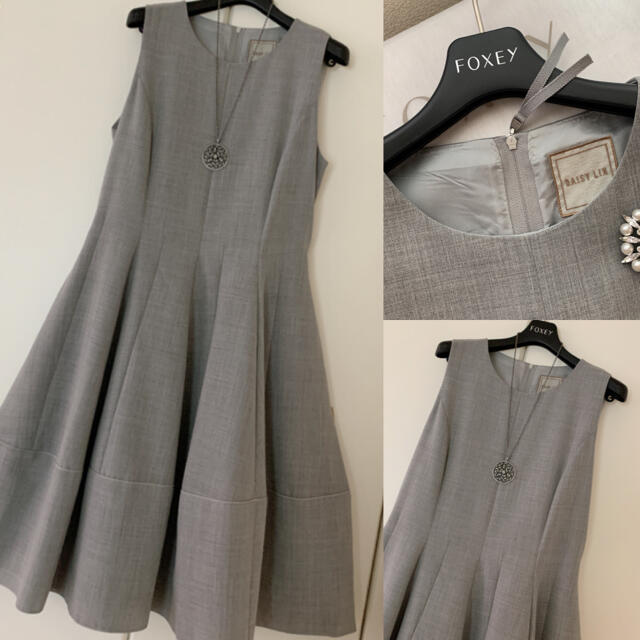 ♡美品♡ FOXEY 希少 42 Dress レディグレー ワンピース グレー