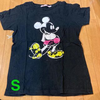 ユニクロ(UNIQLO)のレディース 半袖Tシャツ　S 黒　ミッキー　ディズニー　ユニクロ(Tシャツ(半袖/袖なし))