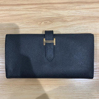 エルメス(Hermes)の【美品】エルメス ベアン 長財布 黒(長財布)