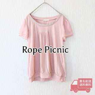 ロペピクニック(Rope' Picnic)のRope Picnic　半袖トップス　ピンク　Mサイズ　半袖ブラウス　刺繍(カットソー(半袖/袖なし))