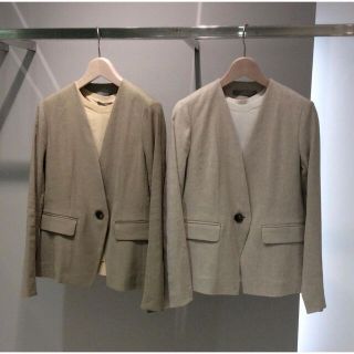 セオリーリュクス(Theory luxe)のTheory  luxe リネンジャケット ベージュ(ノーカラージャケット)