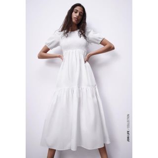 ザラ(ZARA)のしろまる様専用　ZARA ポプリンパネルミディワンピース ザラ(ロングワンピース/マキシワンピース)