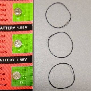 アルカリ377ボタン電池３個＋Oリング 0.5mm厚 38-39-40mm径(その他)