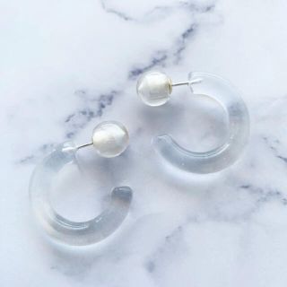 トゥデイフル(TODAYFUL)のno.620   ダブルキャッチ  クリアフープピアス(ピアス)