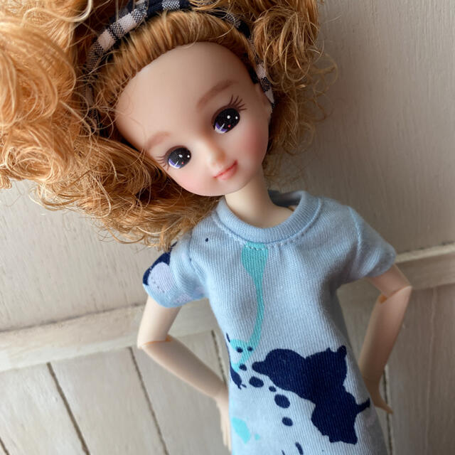 リカちゃん　洋服　ペイント❤︎マキシワンピース　Blue ハンドメイド人形