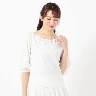 トッカ(TOCCA)の【新品タグ付き】トッカ フラワーニットプルオーバー/半袖シャツ XS アイボリー(Tシャツ(半袖/袖なし))