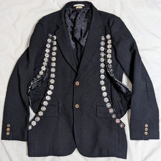 コムデギャルソンオムプリュス(COMME des GARCONS HOMME PLUS)の【新品】S コムデギャルソンオムプリュスポリ縮カットオフスナップボタンジャケット(テーラードジャケット)