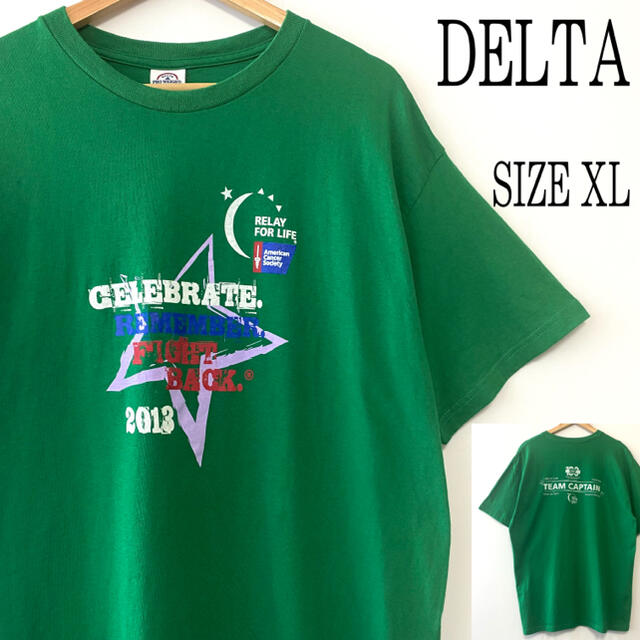 DELTA(デルタ)のUS古着 DELTA デルタ 両面プリント Tシャツ グリーン 緑 XL メンズのトップス(Tシャツ/カットソー(半袖/袖なし))の商品写真