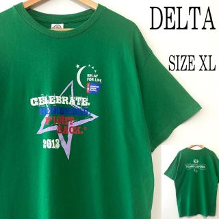 デルタ(DELTA)のUS古着 DELTA デルタ 両面プリント Tシャツ グリーン 緑 XL(Tシャツ/カットソー(半袖/袖なし))