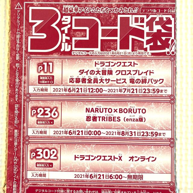 集英社(シュウエイシャ)のVジャンプ　8月号　コード袋　6枚 エンタメ/ホビーのエンタメ その他(その他)の商品写真