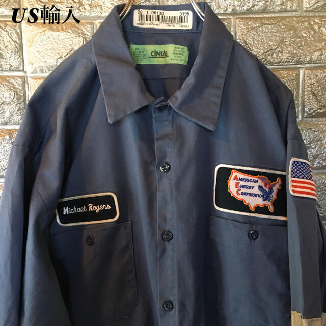 【US輸入】ワークシャツ 長袖 作業着 企業ユニフォーム 刺繍ワッペン 制服 メンズのトップス(シャツ)の商品写真