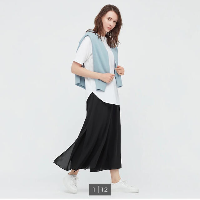 UNIQLO(ユニクロ)のユニクロ　シフォンスリットスカートパンツ　新品　S レディースのスカート(ロングスカート)の商品写真