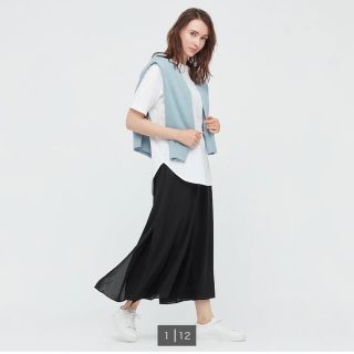 ユニクロ(UNIQLO)のユニクロ　シフォンスリットスカートパンツ　新品　S(ロングスカート)