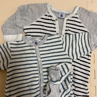 プチバトー(PETIT BATEAU)のまとめ売り！プチバトーロンパース2枚セット 60センチ70センチ(ロンパース)