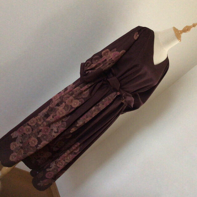 着物　リメイク　ワンピース　ドルマン レディースのワンピース(ロングワンピース/マキシワンピース)の商品写真