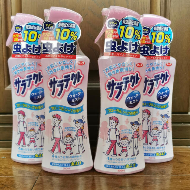 アース製薬(アースセイヤク)の【アース製薬】サラテクト虫よけウォーターミスト200ml×4個セット インテリア/住まい/日用品の日用品/生活雑貨/旅行(日用品/生活雑貨)の商品写真