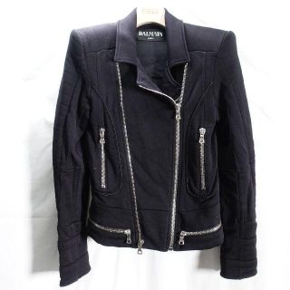 バルマン(BALMAIN)のBALMAN　スウェットライダース　レディース　ブラック(ライダースジャケット)