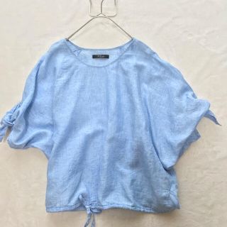 アーバンリサーチロッソ(URBAN RESEARCH ROSSO)の【やも様専用】アーバンリサーチロッソ  リネンブラウス　青(カットソー(長袖/七分))