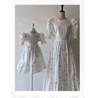 プティマイン(petit main)の【KIDS】vintage flower onepiece 100cm(ワンピース)