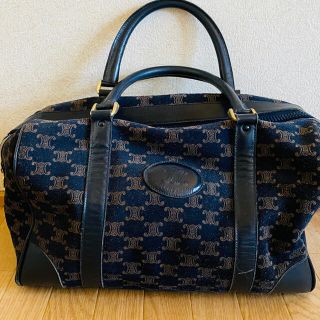 CELINE セリーヌ マカダム柄 スエード ボストンバッグ