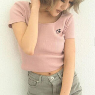 ジェイダ(GYDA)のGYDA Mickey ミッキー ワンポイント テレコ ショートTシャツ(Tシャツ(半袖/袖なし))