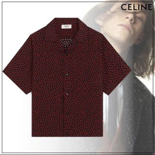 CELINE セリーヌ シャツ ドット 柄 オープンカラー 半袖 レーヨン CELINE セリーヌ シャツ ドット 柄 オープンカラー 半袖 レーヨン
