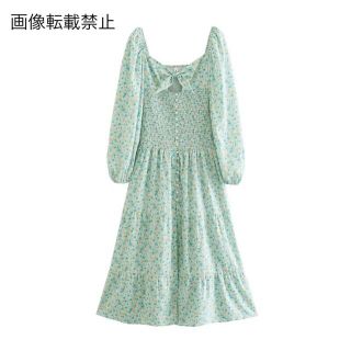 ザラ(ZARA)の🌻7月新作🏖4881◆green グリーン カット フラワー 花柄 ワンピース(ひざ丈ワンピース)