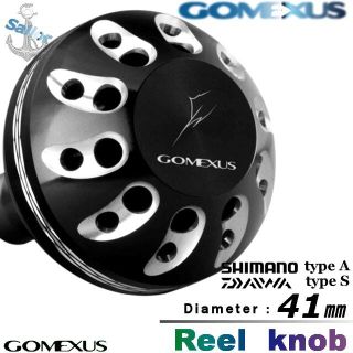 Gomexus【ゴメクサス】 ☆パワーハンドルノブ/41mm ブラックシルバー(リール)