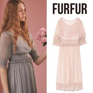 ファーファー(fur fur)の【美品】FURFUR プリーツドレス　ワンピース　スナイデル　ハーリップトゥ(ひざ丈ワンピース)