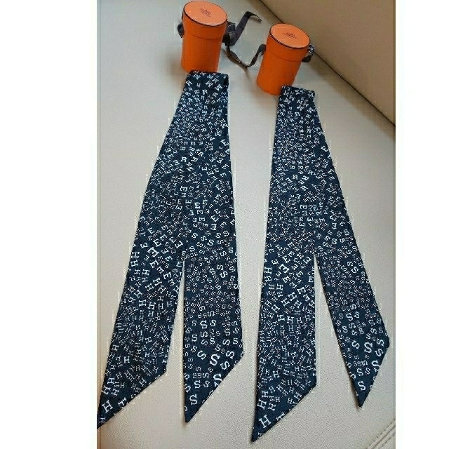 こっちゃん様ご専用◇エルメス ツイリー ロゴ柄 黒 レア2本♡美品