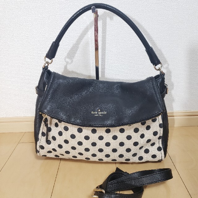 美品 kate spade ドット柄2wayハンドバッグショルダーバッグ