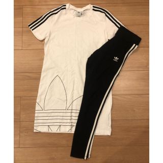 アディダス(adidas)のadidas★上下セット　Tシャツワンピ　レギンス(Tシャツ(半袖/袖なし))