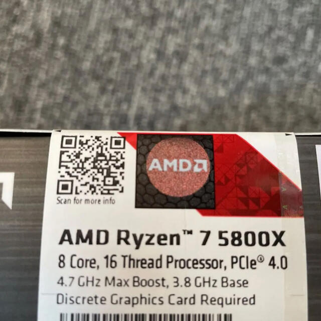 新品未開封　AMD Ryzen 7 5800X BOX