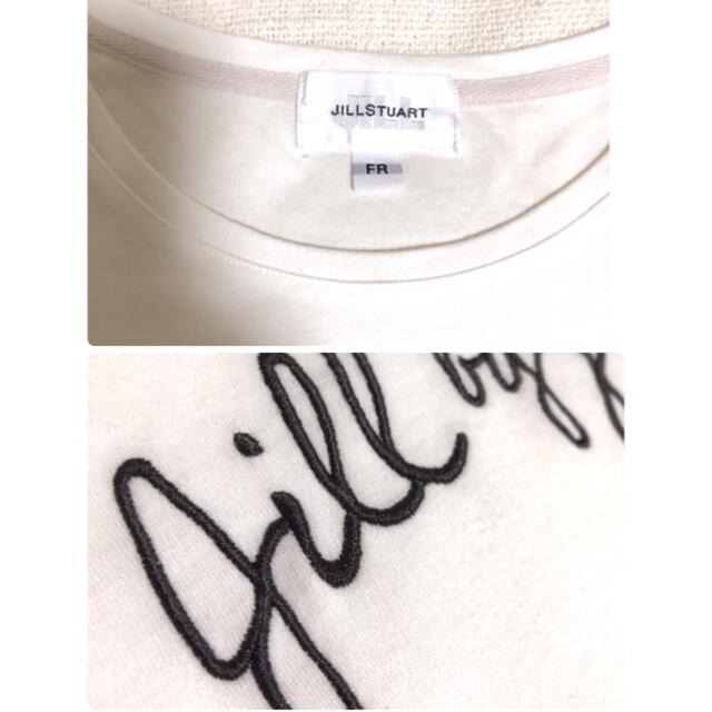 JILL by JILLSTUART(ジルバイジルスチュアート)の【美品♡*】ジルバイ☆白 JJ-LOGOS ロゴ刺繍リボン袖 Tシャツ レディースのトップス(Tシャツ(半袖/袖なし))の商品写真