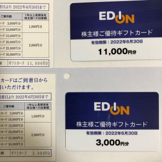 エディオン　株主優待　14000円分(ショッピング)