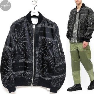 サカイ(sacai)の3 新品 Sacai Dr.Woo バンダナ ボンバー ジャケット 黒 サカイ(フライトジャケット)