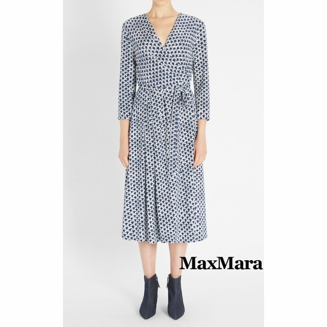 Max Mara - マックスマーラ カシュクールワンピース ネイビーの通販 by ...