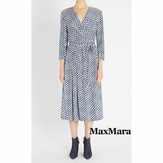 マックスマーラ(Max Mara)のマックスマーラ カシュクールワンピース ネイビー(ロングワンピース/マキシワンピース)