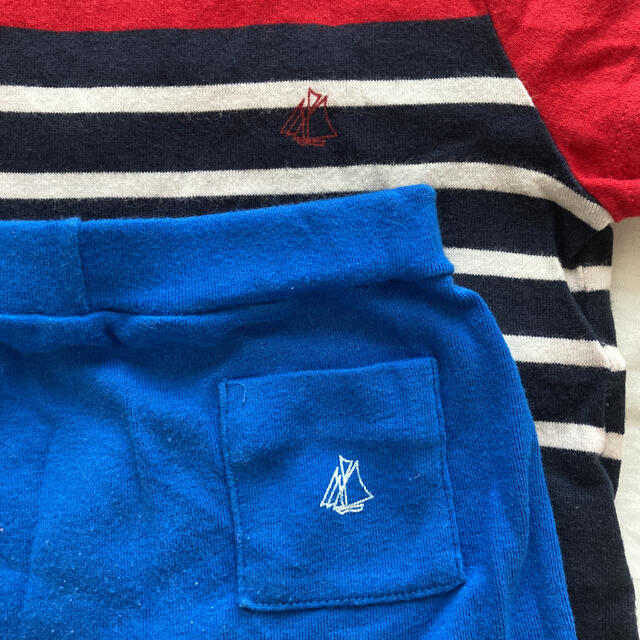 PETIT BATEAU(プチバトー)のプチバトー 81 ショートパンツ& マリンT shirts キッズ/ベビー/マタニティのベビー服(~85cm)(シャツ/カットソー)の商品写真