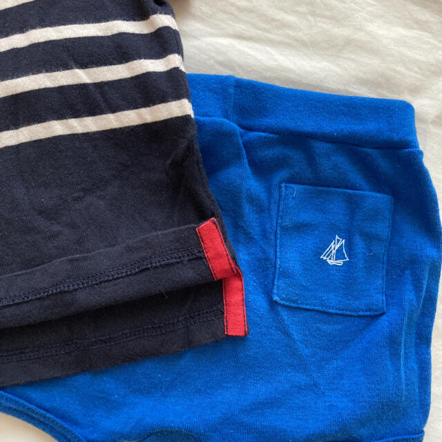 PETIT BATEAU(プチバトー)のプチバトー 81 ショートパンツ& マリンT shirts キッズ/ベビー/マタニティのベビー服(~85cm)(シャツ/カットソー)の商品写真