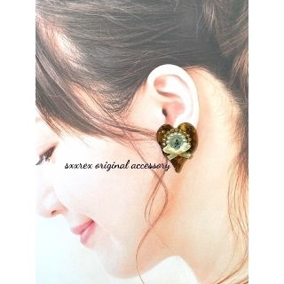 No.283 ハートプレート🖤イニシャルパールリングピアス/イヤリング(ピアス)