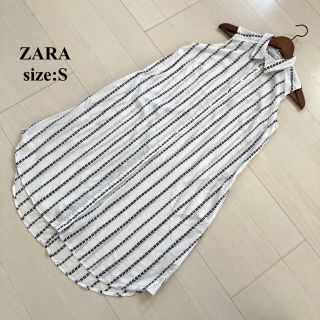 ザラ(ZARA)のZARA ザラ　ロング丈　シャツワンピース　ノースリーブ　S ジレ(ロングワンピース/マキシワンピース)