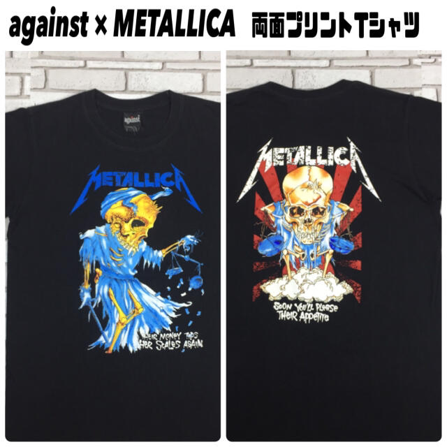 AGAINST(アゲインスト)の古着 against アゲインスト METALLICA メタリカ バンT 黒 メンズのトップス(Tシャツ/カットソー(半袖/袖なし))の商品写真